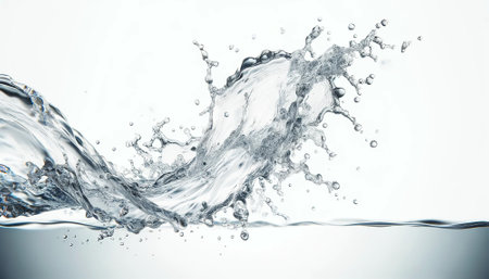 Water splashes isolated on white background with copy space for your text.の素材
