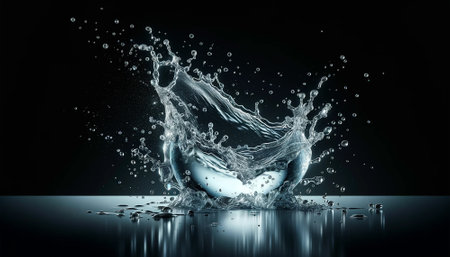 Water splash isolated on black background. 3d rendering, illustration.の素材