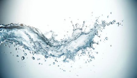 Water splashes isolated on white background with copy space for your text.の素材