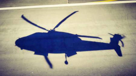 Helicopter shadow when take off from runway