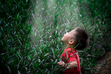 Kid in the grass