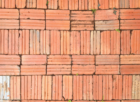 Rows of brick wall background and weathered floor.