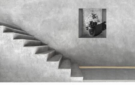 Grey cement room artistic.Monochrome of loft style.の写真素材