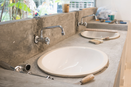 Under construction of washboard and renovation of home conceptの写真素材