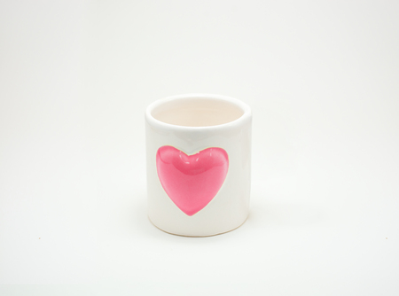 Lovely white cup of love on valentine's day. Isolated and clipping pathの写真素材
