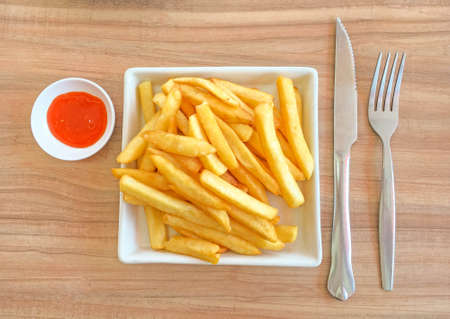 snack French Fried with chili sauce, wait for main courseの写真素材