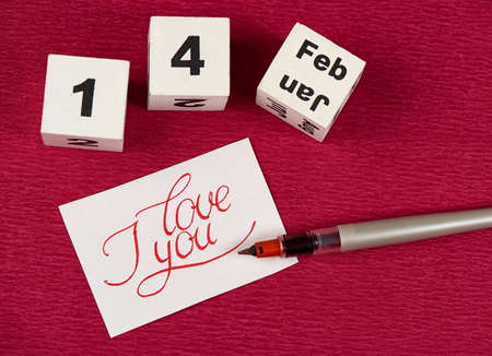 The Note with Love Confession and Wooden Calendarの写真素材