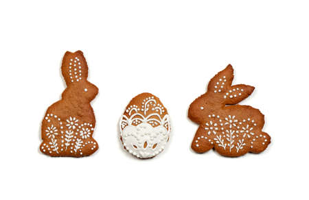 easter gingerbread on white background