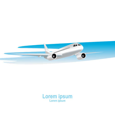 Jet airplane on a white background. Realistic vector illustration.のイラスト素材