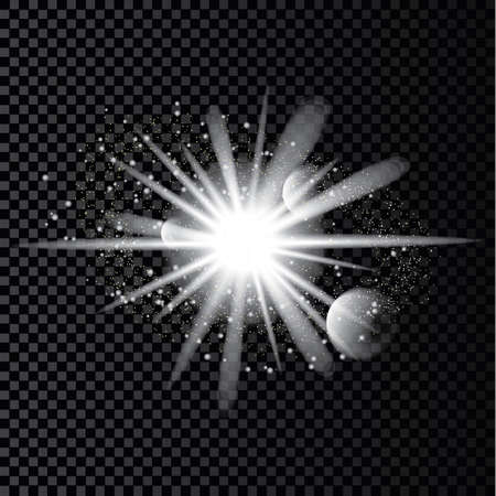 Transparent glow light effect. Star burst with sparkles.のイラスト素材