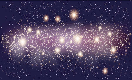 Magic Space. Fairy Dust. Infinity. Abstract Universe Background. Blue Gog and Shining Stars. Vector illustrationのイラスト素材