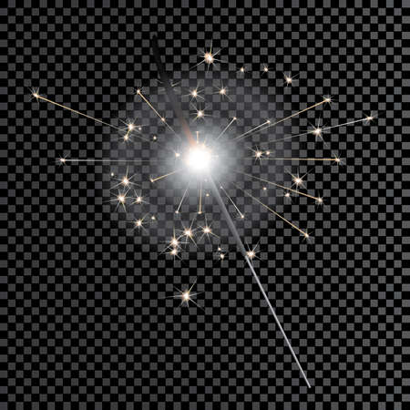 Christmas sparkler isolated on transparent backgrounのイラスト素材