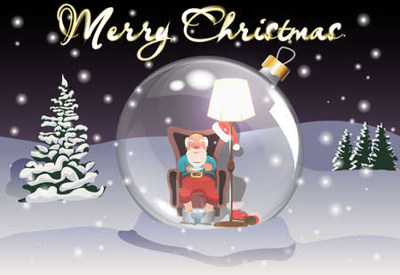 Santa Claus Christmas tree toy, new year cardのイラスト素材