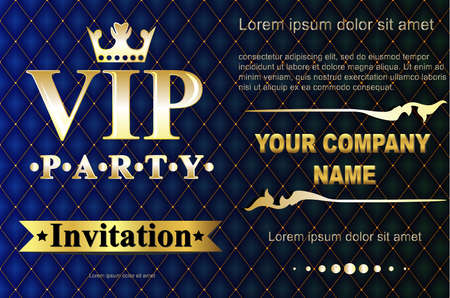 VIP party premium invitation cards posters flyers. Black and golden design template set. Glow bokeh and quilted pattern decorative design. Mosaic faceted letters.のイラスト素材