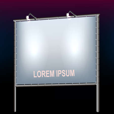 Place your design here prominent advertisement billboard against lighted yellow and visible at night abstract vector illustrationのイラスト素材