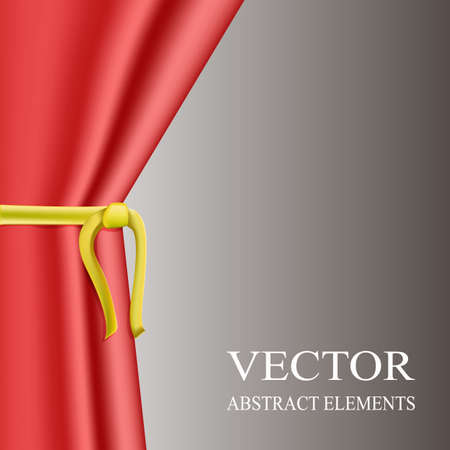 open red curtains, gold tie, background, vector illustrationのイラスト素材