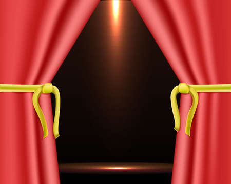 open red curtains to the theater, vector illustrationのイラスト素材