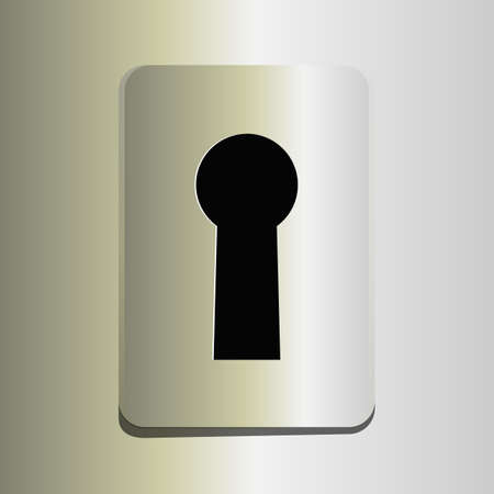 Icon with keyhole, blank button template with realistic metal texture, for users interfaces, applications and apps, EPS 10 contains transparencyのイラスト素材