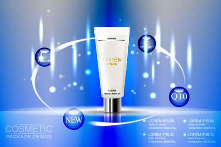 Hand Care Cream Bottle, Tube Template for Ads or Magazine Background. 3D Realisticのイラスト素材
