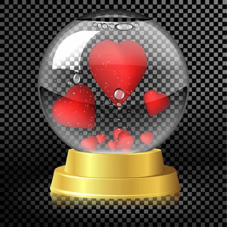 Valentines Day. Glass globe with hearts inside.のイラスト素材