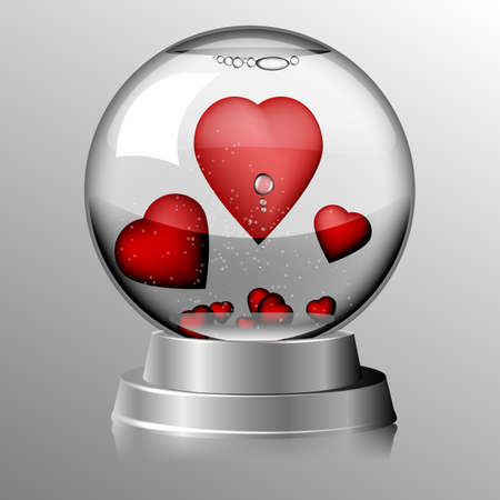 Valentines Day. Glass globe with hearts inside.のイラスト素材