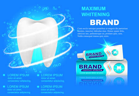 Advertising whitening toothpaste, sparkling white teethのイラスト素材
