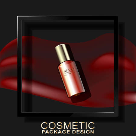 Cosmetics dark background c 3D frame and shadow.のイラスト素材
