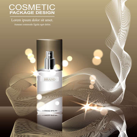 Cosmetic ad template, advertising design, spray bottle on bokeh background.のイラスト素材