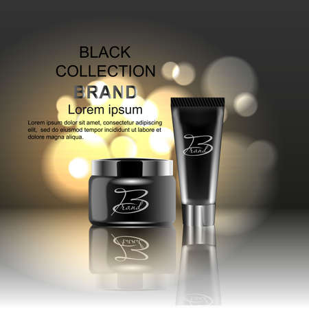 Design cosmetics advertising product on a black background. Template, blank, for your design.のイラスト素材