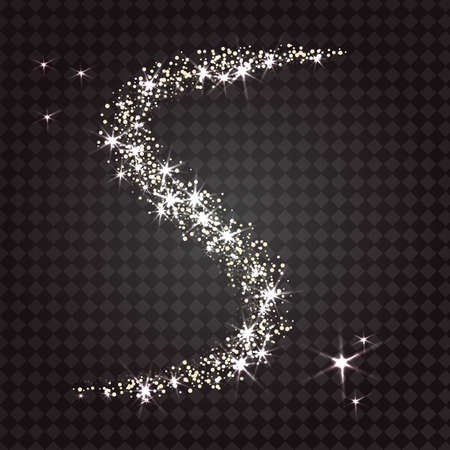 Vector light trace with star glitter flareのイラスト素材