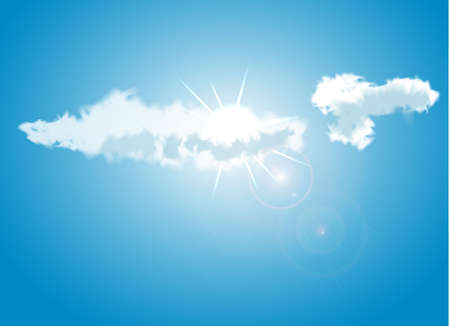 Blue sky with clouds covering the sun.の写真素材