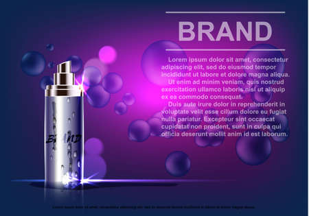 Cosmetic product, spray bottle, on a purple background.のイラスト素材