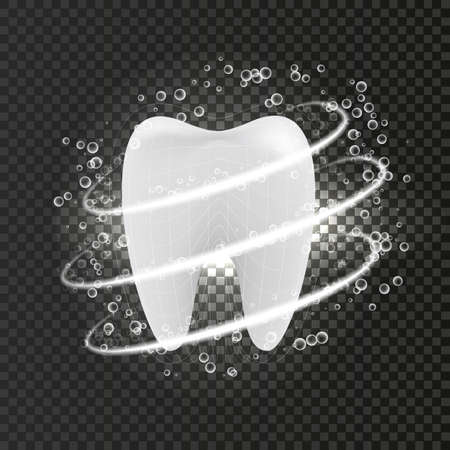 Tooth on a transparent background with a protection effect and a bubble of water.のイラスト素材