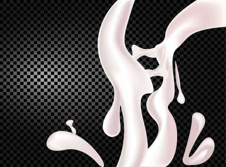 The flow of milk, yogurt, liquid on a transparent background. Can be used as a special effect.のイラスト素材