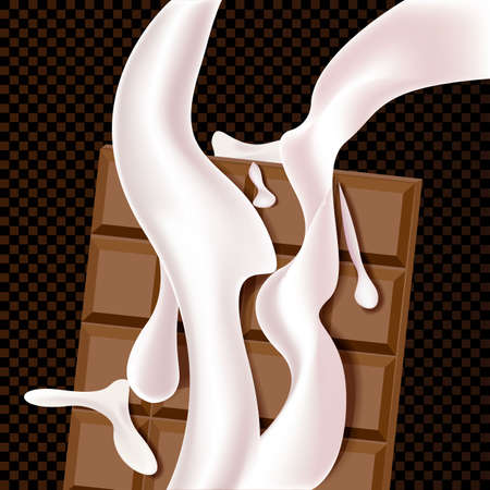 Chocolate and milk is flowing. Realistic illustration.のイラスト素材