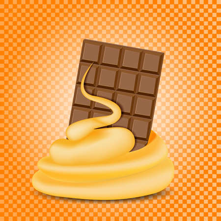 Chocolate and caramel mixed stream, orange background.のイラスト素材