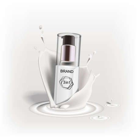 New brand design cosmetics advertising product. A splash of cream, milk, liquids.のイラスト素材