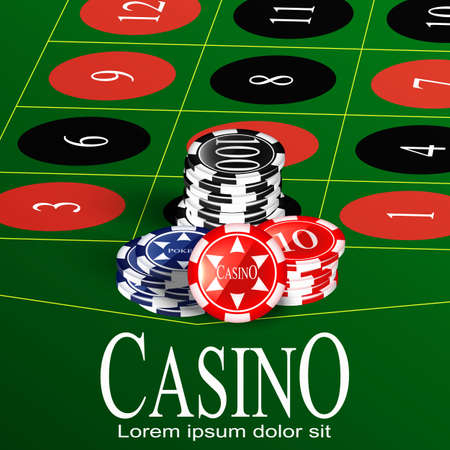 Chips casino roulette, bet on zero. Vectorのイラスト素材