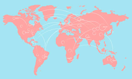 World map illustration infographics with links and random numbers. Vector illustration.のイラスト素材