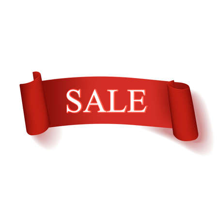 Red abstract ribbon with Sale text. Vector illustration.の写真素材