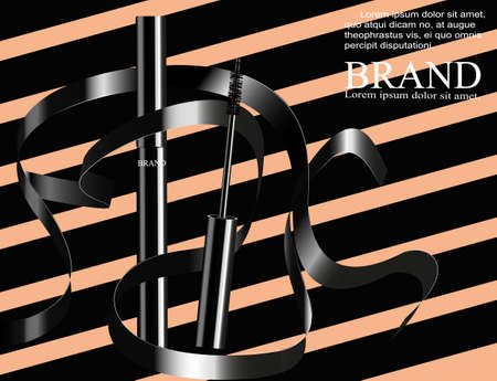Ink banner fashion, crisp pages or the pages of the magazine. Realistic vector cosmetic objectsの写真素材