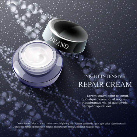 ight intensive repair cream contained in silver cosmetic jar with helical structure, 3d illustrationの写真素材