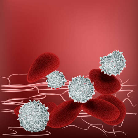 Red blood cells white blood cells flowing through veins.のイラスト素材