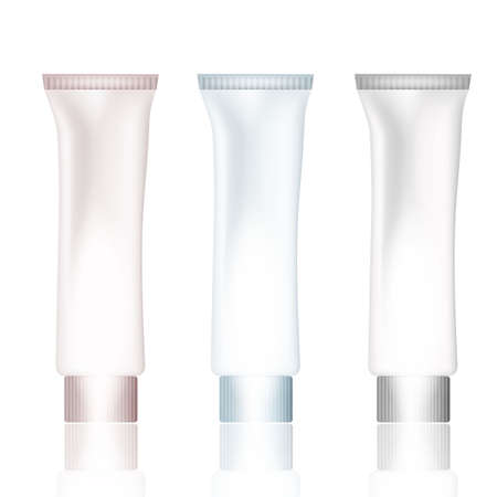 Vector package for cream, gel. White blank container template for cosmetic product design. Vector illustrationのイラスト素材