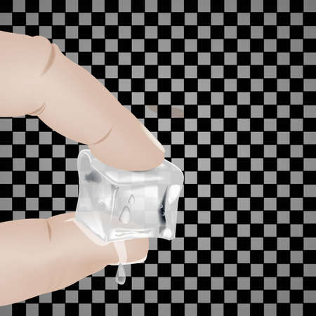 Two fingers of the hand holding the ice.のイラスト素材
