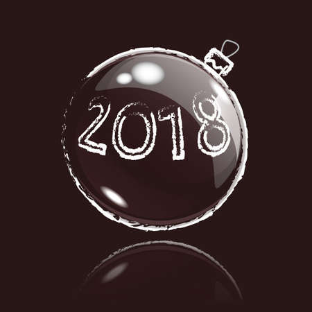 Transparent Christmas ball with reflection on a transparent background, vector illustration 2018のイラスト素材