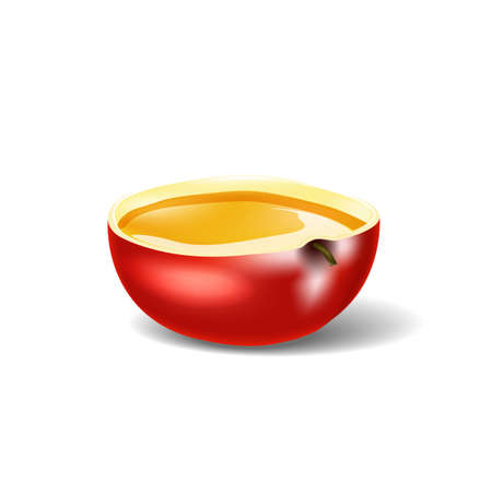 Half a red Apple filled with jam juice in Vector 3d illustration.のイラスト素材