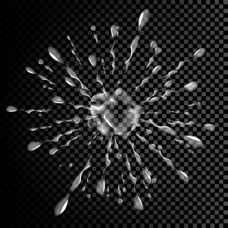 Transparent vector water splash in a circle, the explosion on a transparent background. Vector illustration.の写真素材