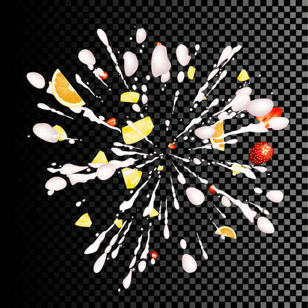 Milk splash blast. A natural dairy product. 3D vector object on a transparent background.の写真素材