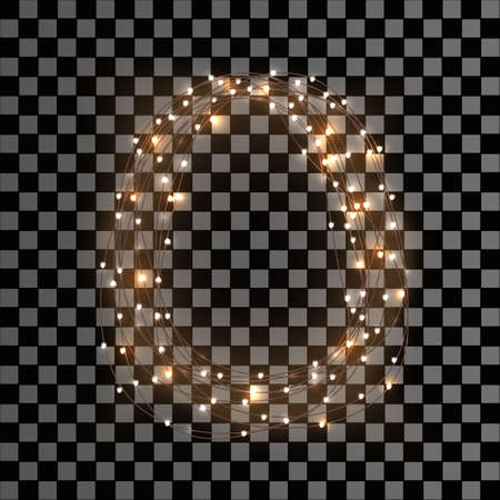 Glowing Christmas Lights Wreath for Xmas Holiday Greeting Cards Design.のイラスト素材